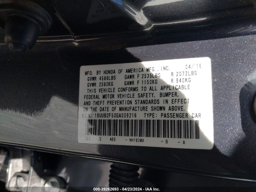 19UUB2F50GA009216 2016 Acura Tlx V6 Tech