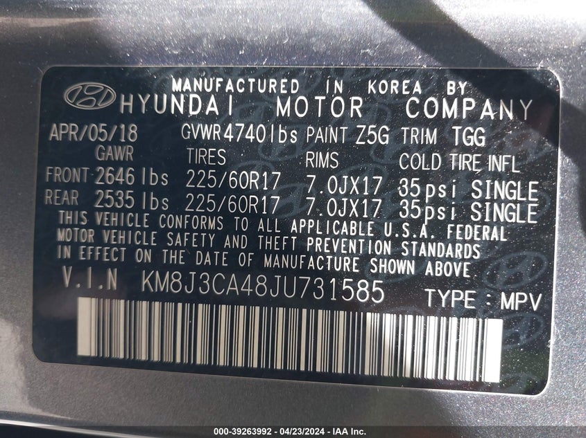 2018 HYUNDAI TUCSON SEL - KM8J3CA48JU731585