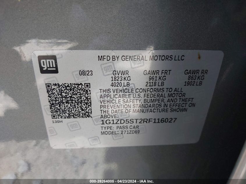 1G1ZD5ST2RF116027 | 2024 CHEVROLET MALIBU