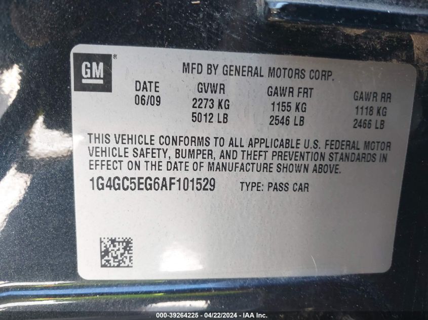 1G4GC5EG6AF101529 | 2010 BUICK LACROSSE