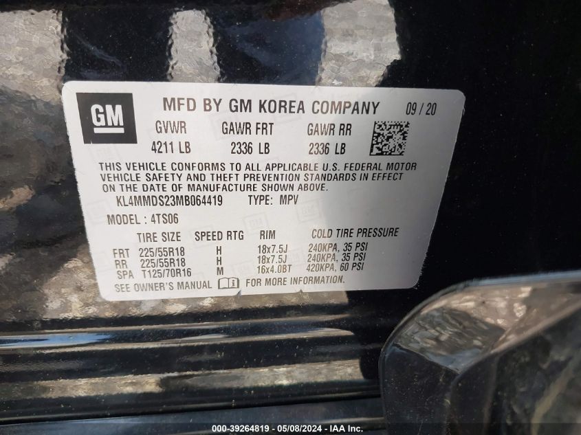 2021 Buick Encore Gx Fwd Select VIN: KL4MMDS23MB064419 Lot: 39264819