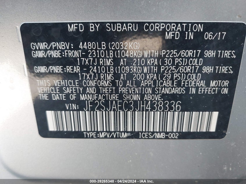 2018 SUBARU FORESTER 2.5I PREMIUM - JF2SJAEC3JH438336