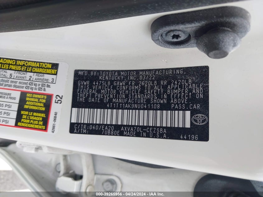 2022 TOYOTA CAMRY SE/NIGHT SHADE - 4T1T11AK9NU041108