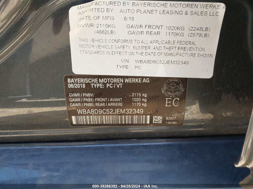 2018 BMW 330I XDRIVE - WBA8D9C52JEM32349