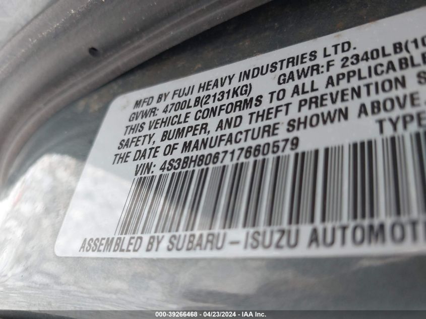 4S3BH806717660579 2001 Subaru Outback H6-3.0