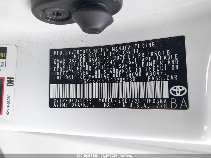 2015 TOYOTA COROLLA S PLUS - 5YFBURHE4FP209130