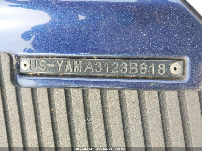 2018 Yamaha Vx VIN: YAMA3326E797 Lot: 39219123