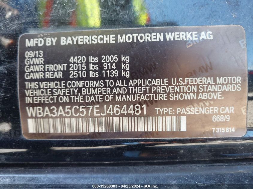 WBA3A5C57EJ464481 | 2014 BMW 328I