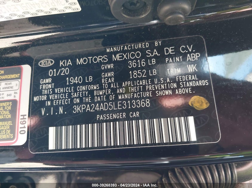 2020 KIA RIO S - 3KPA24AD5LE313368