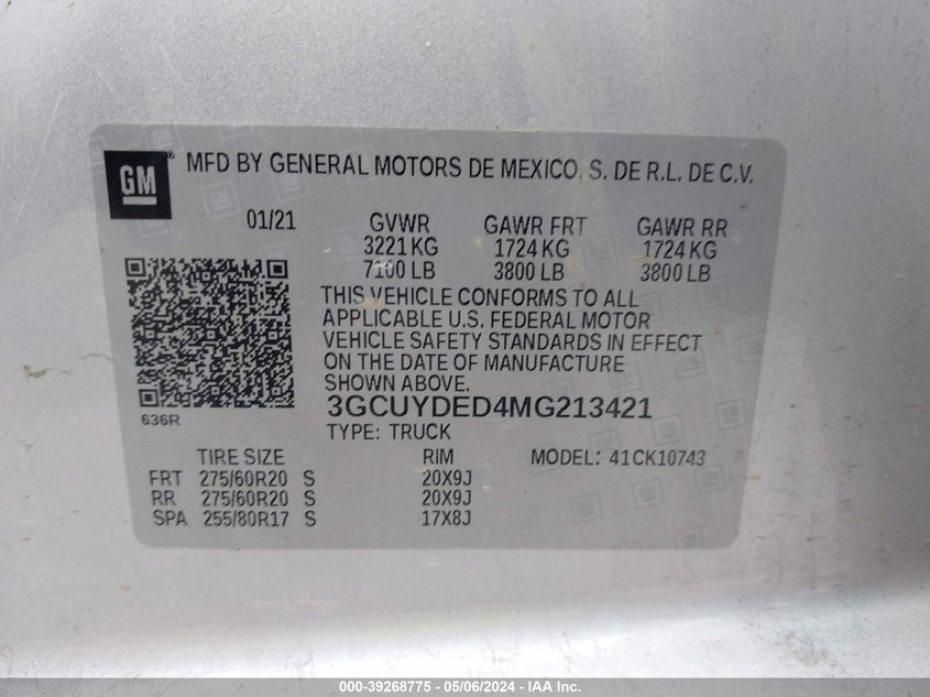 2021 CHEVROLET SILVERADO 1500 4WD  STANDARD BED LT - 3GCUYDED4MG213421