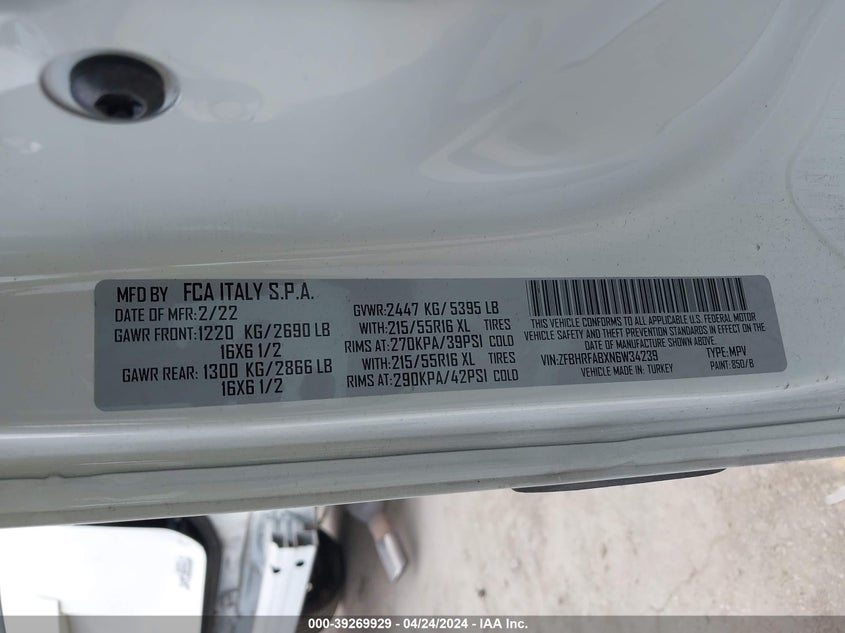 2022 RAM PROMASTER CITY CARGO VAN - ZFBHRFABXN6W34239