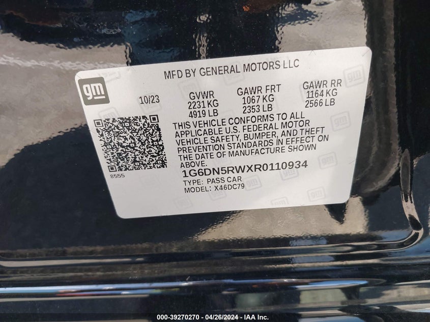 VIN 1G6DN5RWXR0110934 2024 CADILLAC CT5 PREMIUM LUXURY