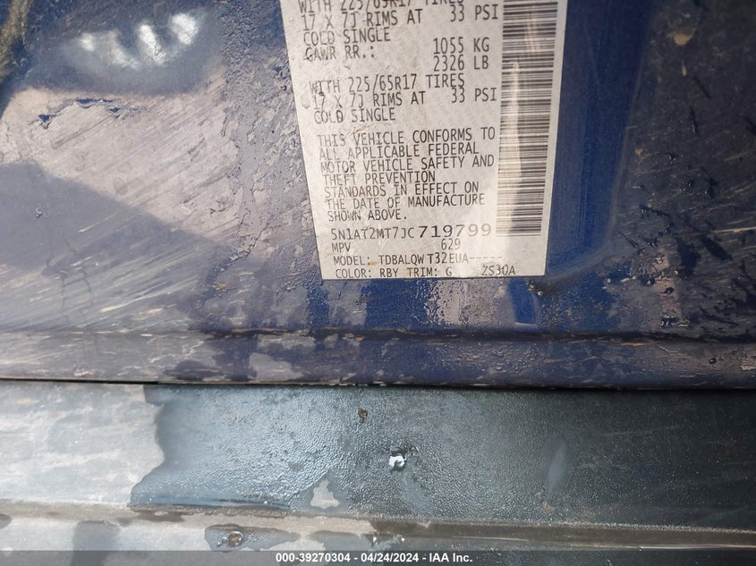 2018 NISSAN ROGUE SV - 5N1AT2MT7JC719799