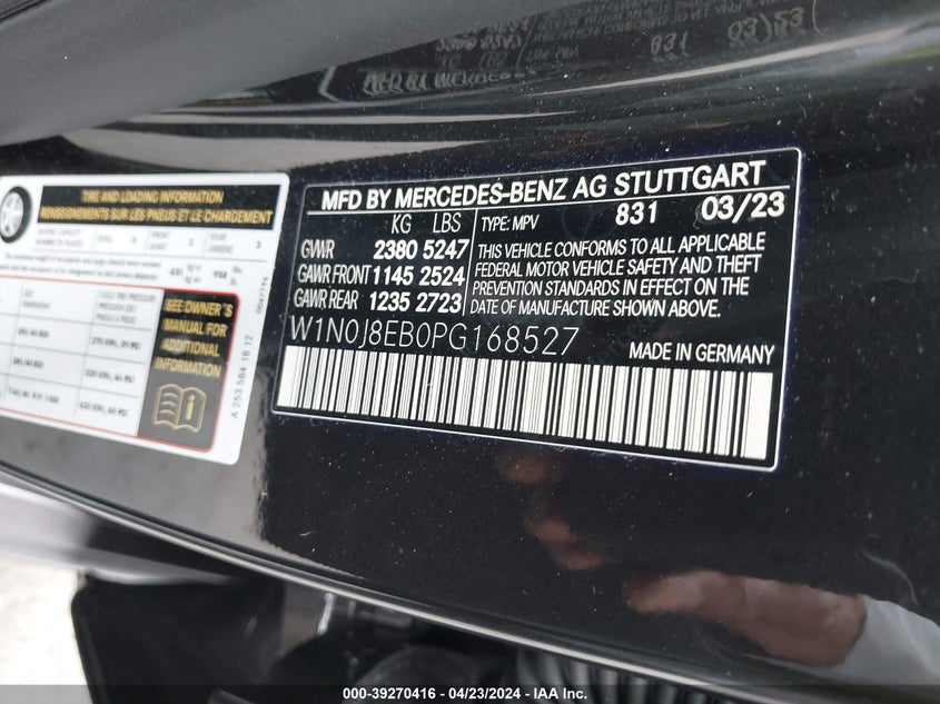 2023 MERCEDES-BENZ GLC 300 VIN: W1N0J8EB0PG168527