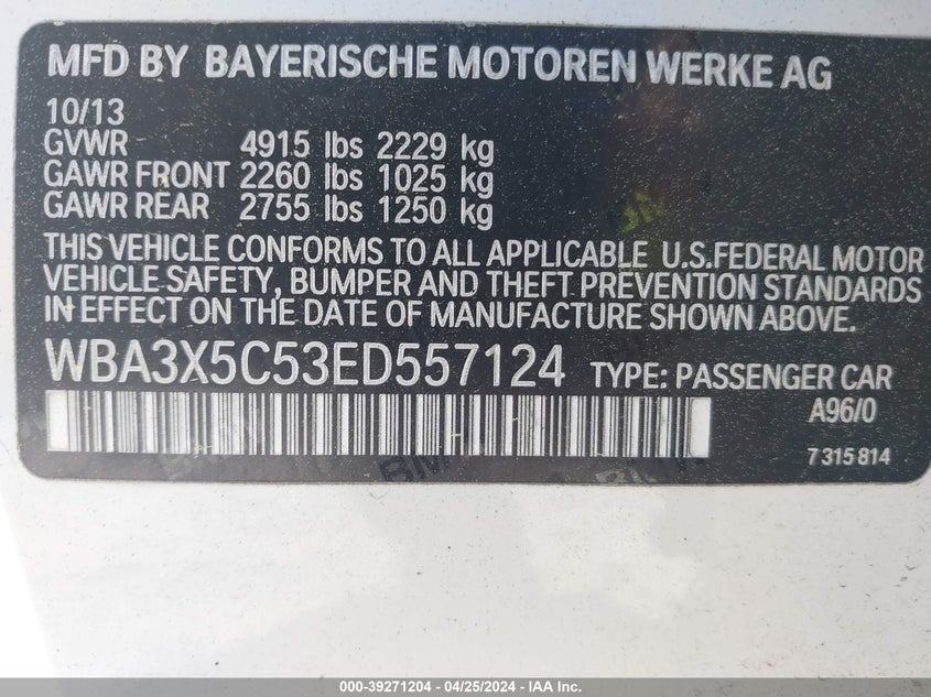 2014 BMW 328I GRAN TURISMO XDRIVE - WBA3X5C53ED557124