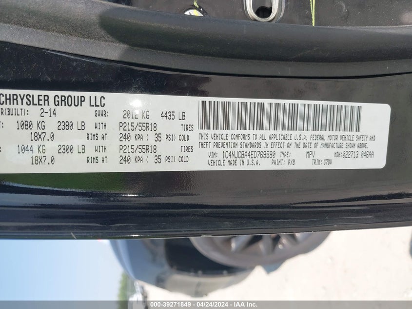 2014 JEEP COMPASS SPORT - 1C4NJCBA4ED769580