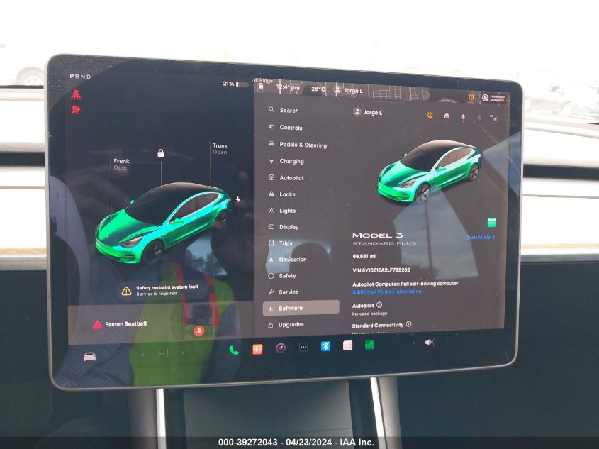 2020 TESLA MODEL 3 STANDARD RANGE PLUS REAR-WHEEL DRIVE/STANDARD RANGE REAR-WHEEL DRIVE - 5YJ3E1EA2LF785262