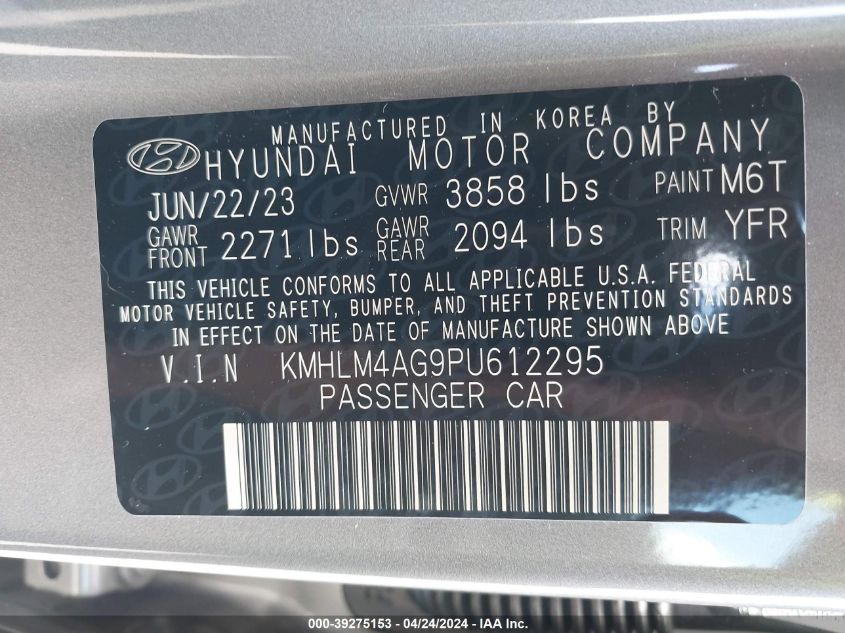 KMHLM4AG9PU612295 2023 Hyundai Elantra Sel