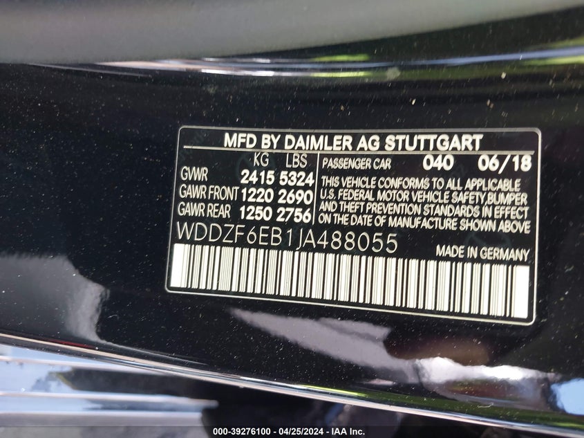 2018 MERCEDES-BENZ AMG E 43 4MATIC - WDDZF6EB1JA488055