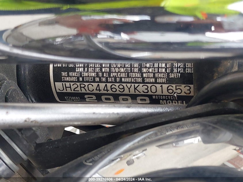 2000 HONDA VT750 CD2 - JH2RC4469YK301653