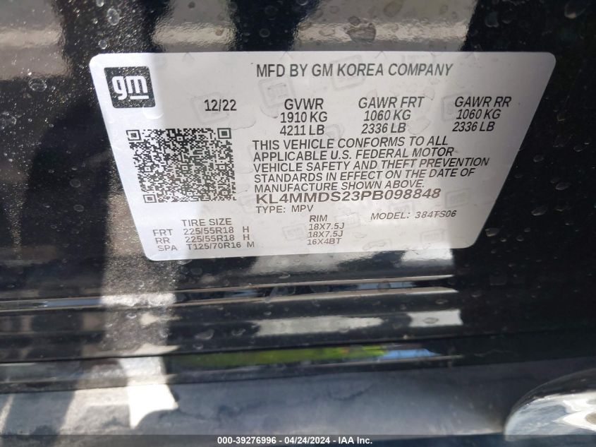 2023 Buick Encore Gx Select Fwd VIN: KL4MMDS23PB098848 Lot: 39276996