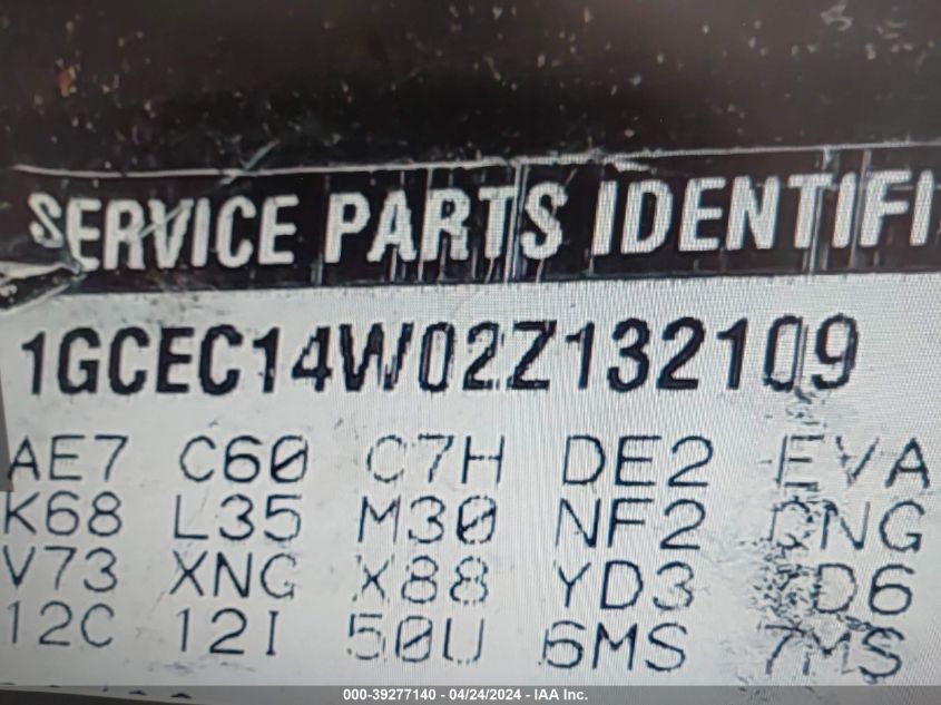 2002 Chevrolet Silverado 1500 VIN: 1GCEC14W02Z132109 Lot: 39277140