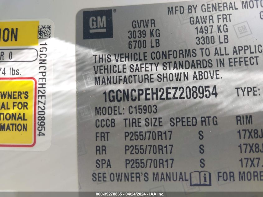 1GCNCPEH2EZ208954 | 2014 CHEVROLET SILVERADO 1500