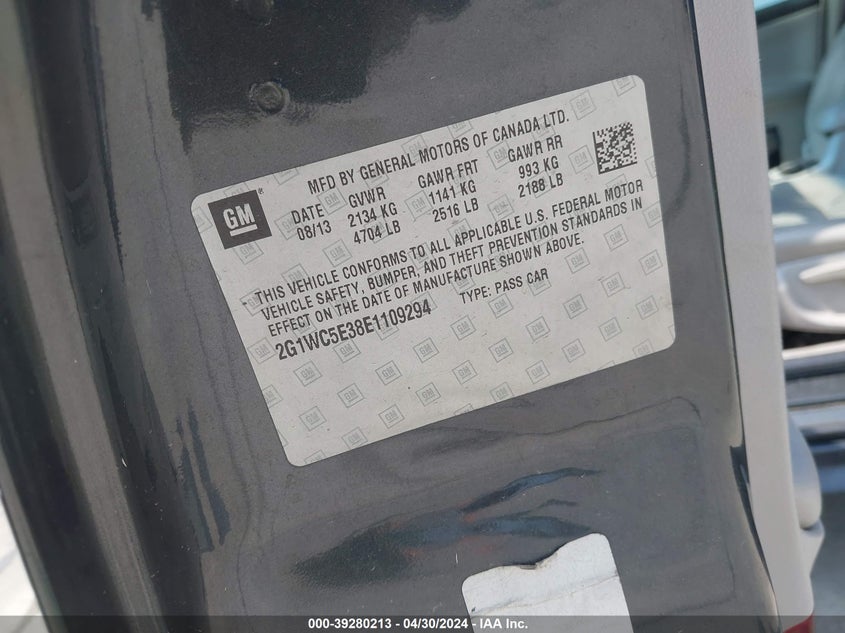 2014 CHEVROLET IMPALA LIMITED LTZ - 2G1WC5E38E1109294