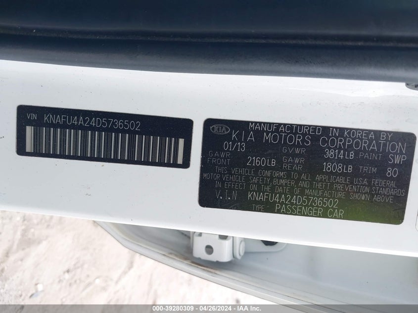 2013 KIA FORTE EX - KNAFU4A24D5736502