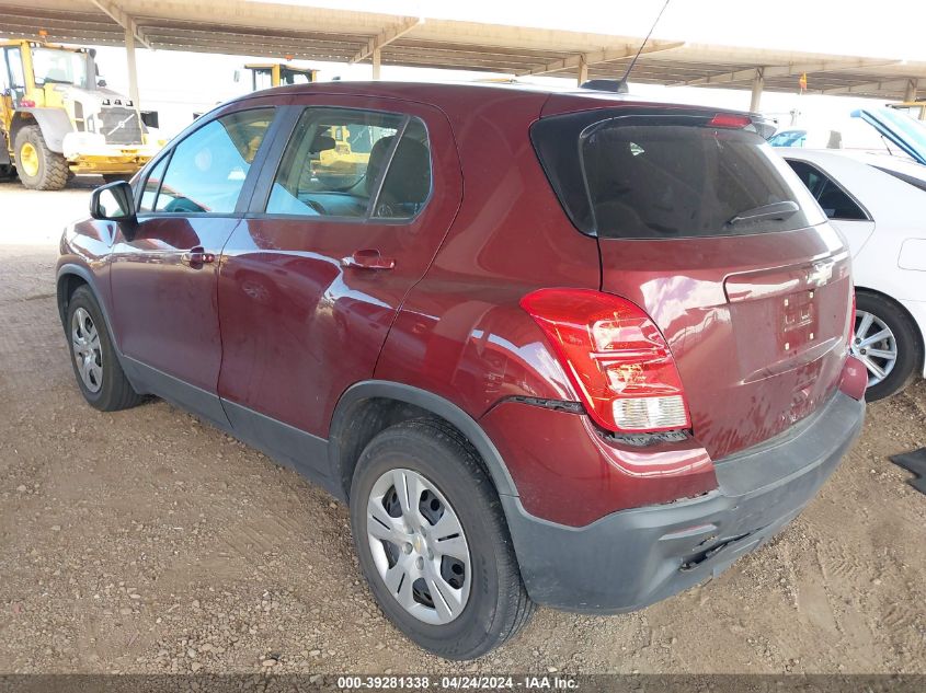 2016 Chevrolet Trax 1Ls VIN: 3GNCJKSB6GL263201 Lot: 39281338