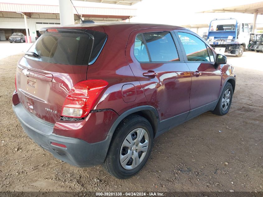 2016 Chevrolet Trax 1Ls VIN: 3GNCJKSB6GL263201 Lot: 39281338