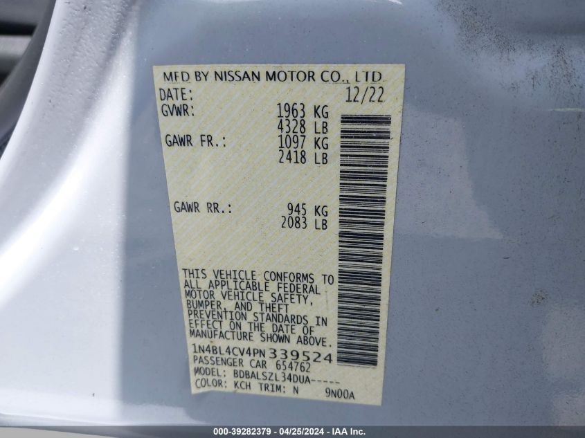 1N4BL4CV4PN339524 | 2023 NISSAN ALTIMA