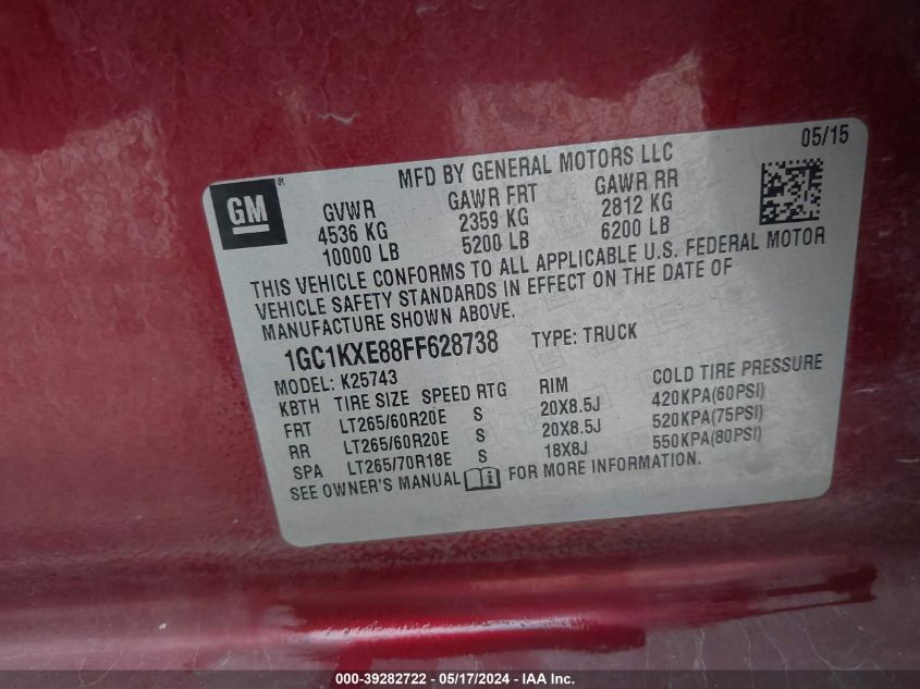 2015 Chevrolet Silverado 2500Hd High Country VIN: 1GC1KXE88FF628738 Lot: 39282722