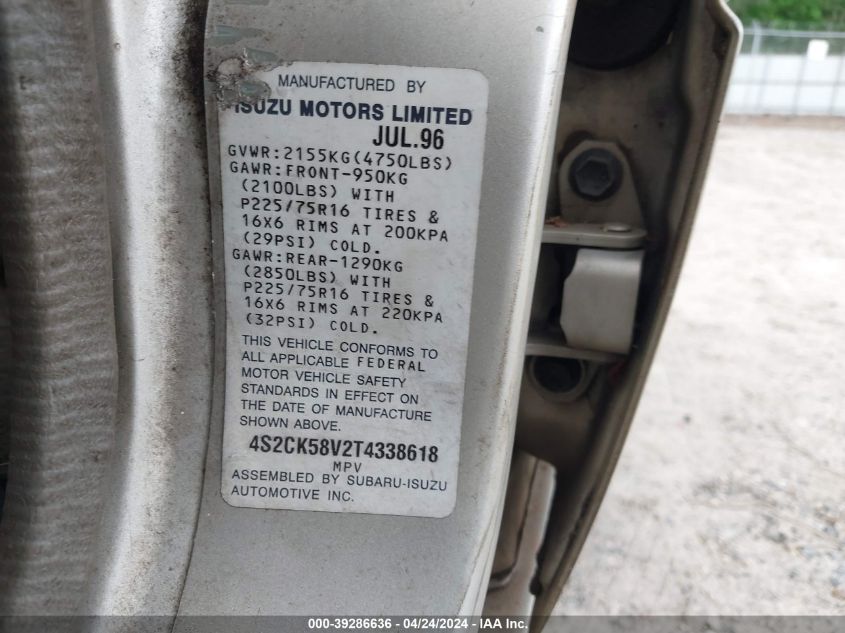 4S2CK58V2T4338618 1996 Isuzu Rodeo S/Ls