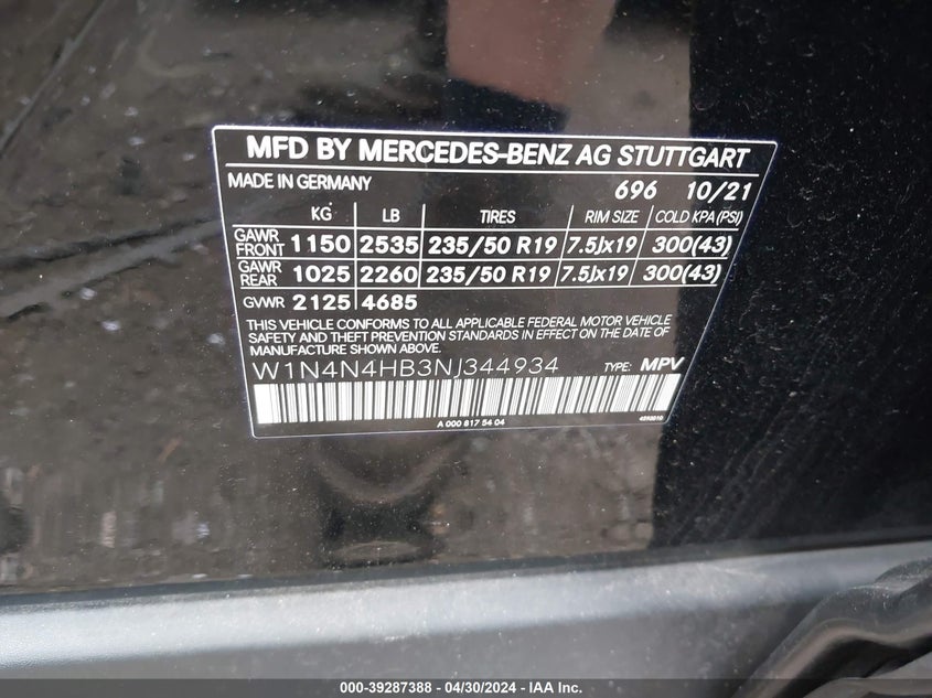 2022 MERCEDES-BENZ GLA 250 4MATIC VIN: W1N4N4HB3NJ344934