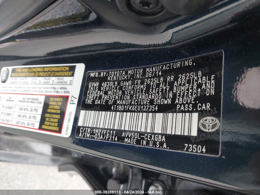 2014 TOYOTA CAMRY HYBRID XLE - 4T1BD1FK6EU137354