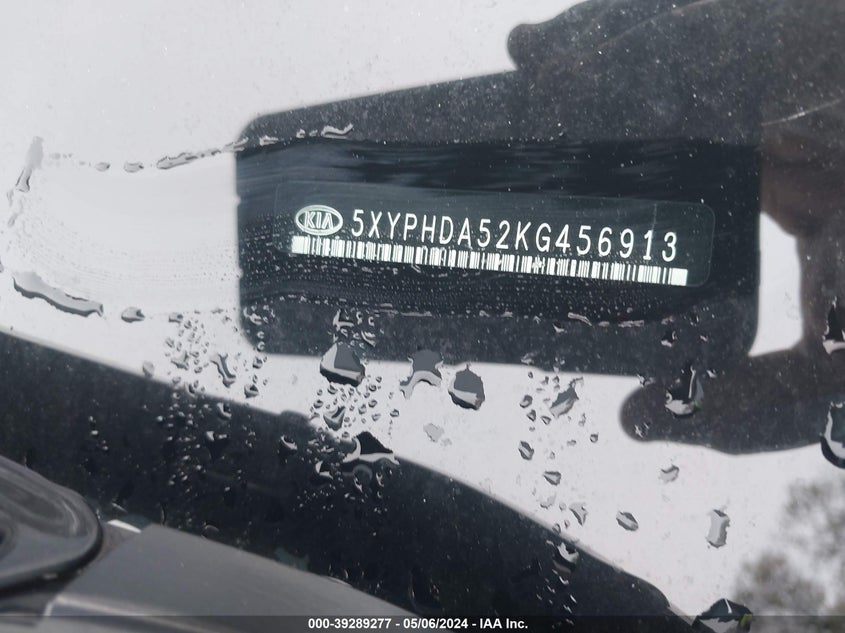VIN 5XYPHDA52KG456913 2019 KIA SORENTO 3.3L EX