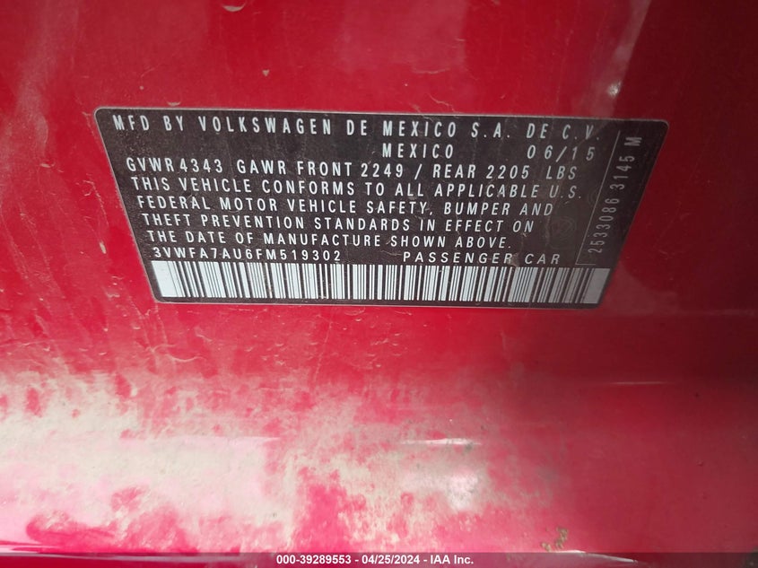 2015 VOLKSWAGEN GOLF SPORTWAGEN TDI S 4-DOOR - 3VWFA7AU6FM519302