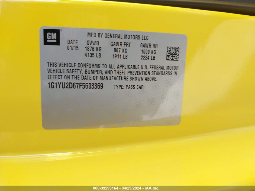 2015 Chevrolet Corvette - 1G1YU2D67F5603369