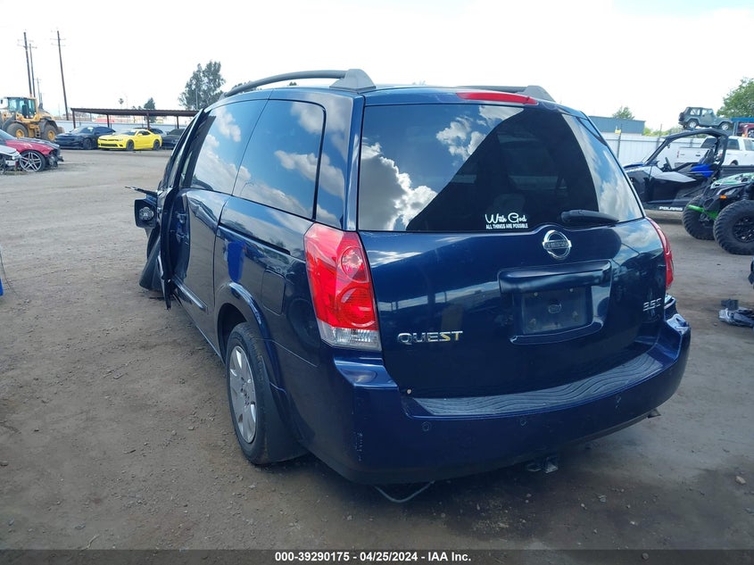 2006 Nissan Quest 3.5 S VIN: 5N1BV28U96N110632 Lot: 39290175