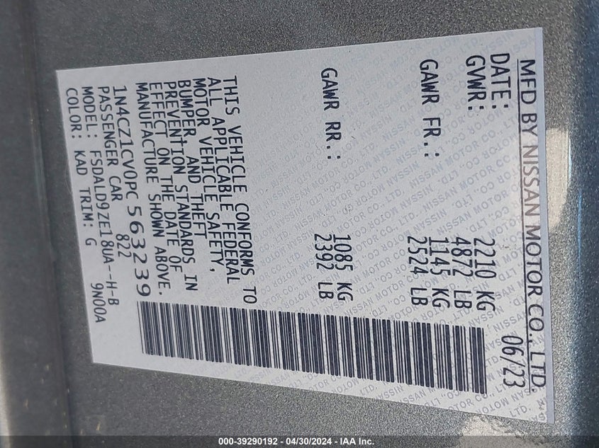 2023 NISSAN LEAF SV PLUS - 1N4CZ1CV0PC563239