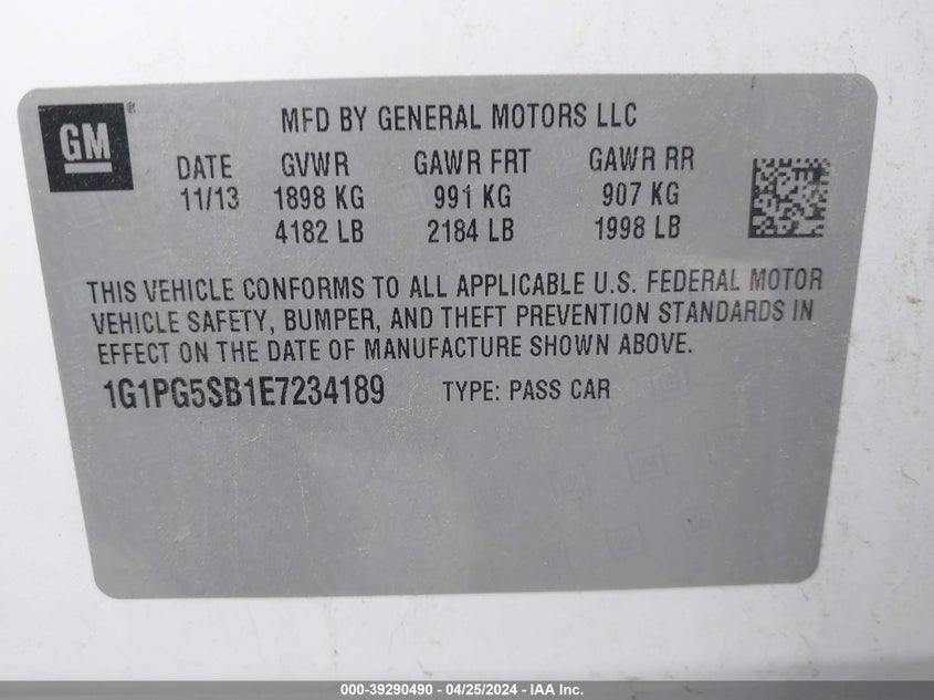 2014 CHEVROLET CRUZE LTZ - 1G1PG5SB1E7234189