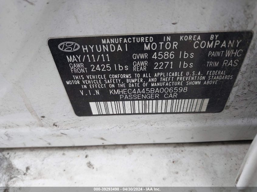 KMHEC4A45BA006598 | 2011 HYUNDAI SONATA HYBRID