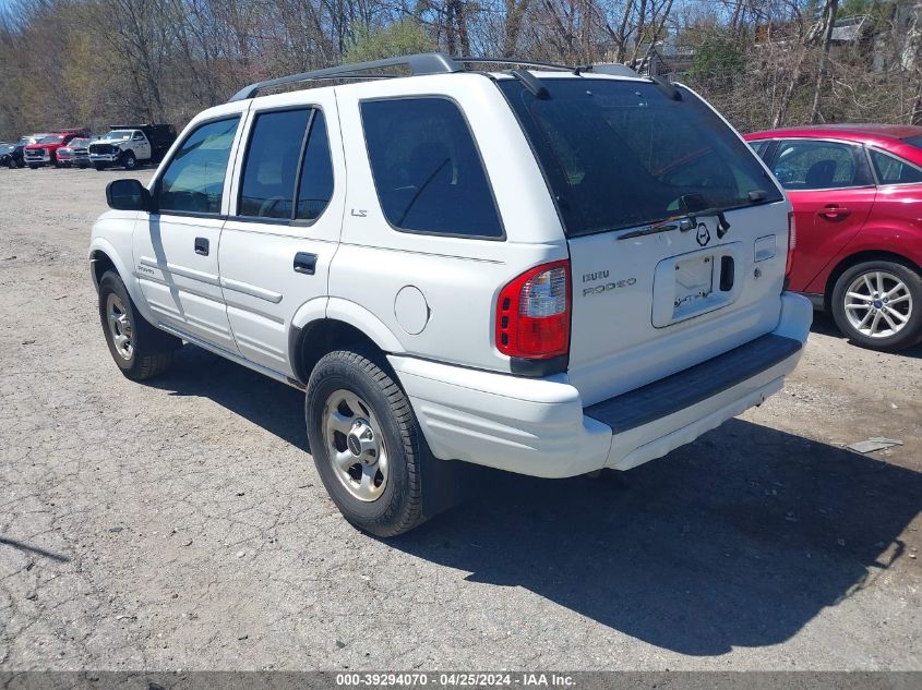 2002 Isuzu Rodeo Ls 3.2L/Lse 3.2L V6/S/S 3.2L V6 VIN: 4S2DM58W724315938 Lot: 39294070