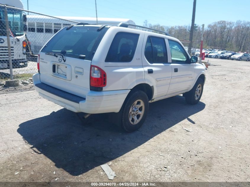 2002 Isuzu Rodeo Ls 3.2L/Lse 3.2L V6/S/S 3.2L V6 VIN: 4S2DM58W724315938 Lot: 39294070