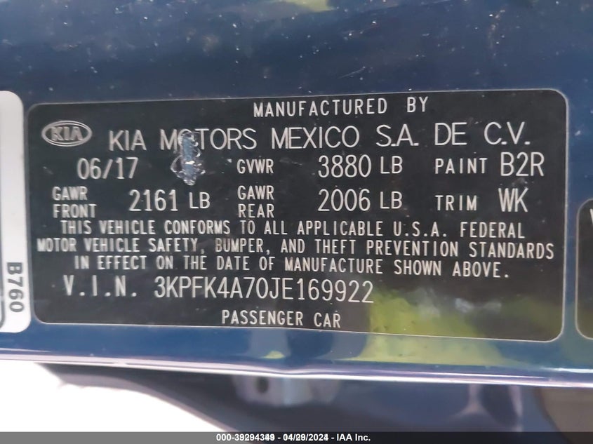 2018 KIA FORTE LX - 3KPFK4A70JE169922