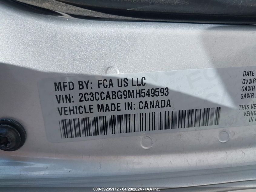 2021 Chrysler 300 300S VIN: 2C3CCABG9MH549593 Lot: 39295172