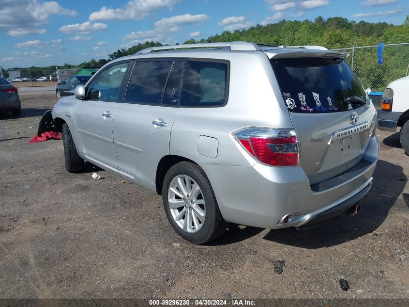 2009 Toyota Highlander Hybrid Limited VIN: JTEEW44A592028629 Lot: 39296230