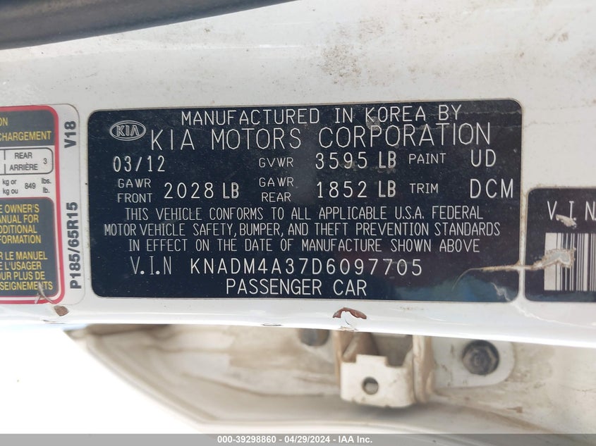 2013 KIA RIO LX - KNADM4A37D6097705