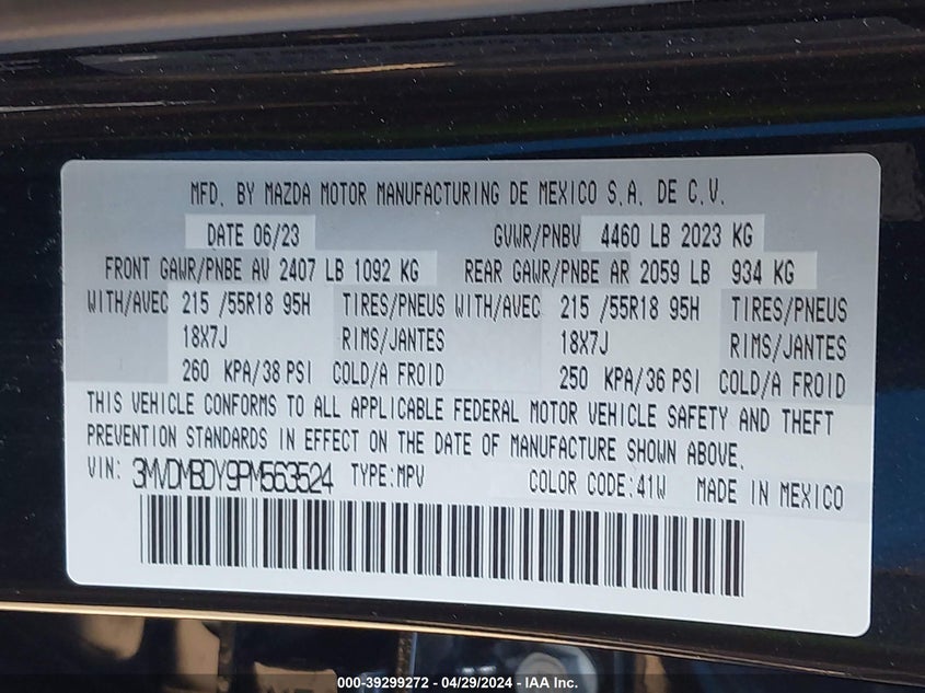 VIN 3MVDMBDY9PM563524 2023 MAZDA CX-30 2.5 TURBO PREMIUM